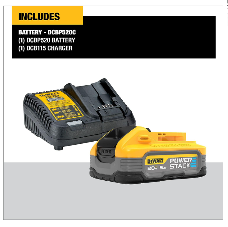 DEWALT DCBP520C Powerstack 20V Battery Starter Rechargeable BLACK/YELLOW Like New