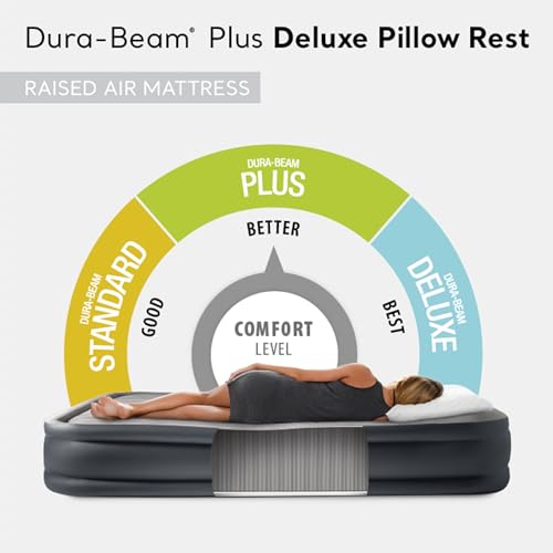 Intex King Air Mattress, Dura-Beam Plus 16.5" Inflatable Bed Built-in Pump Gray - Like New