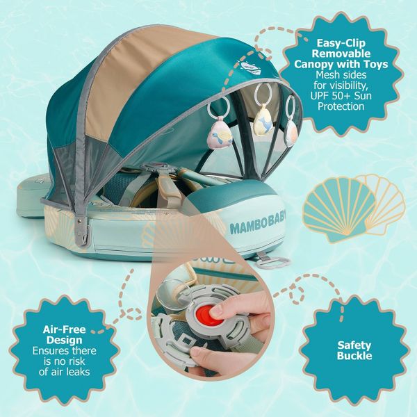 MAMBOBABY INNOVATIVE EXPLORER BABY POOL FLOAT WITH CANOPY - TEAL - Like New
