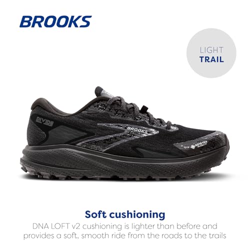 110428 Brooks Men’s Divide 5 GTX Waterproof Trail Running Shoe Black/Alloy/Gray - Like New