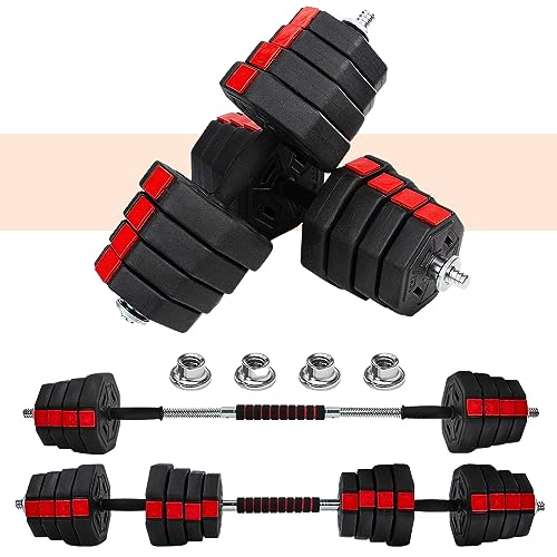 YES4ALL UPGRADED 66LBS PAIR ADJUSTABLE WEIGHTS DUMBBE - BLACK/RED - Like New
