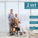 ELENKER 2 IN 1 10” ELENKER DELUXE MEDICAL ROLLATOR WALKER WALKING ORANGE - Like New