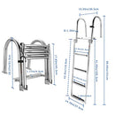 Weyleity 4 Steps Removable Premium Stainless Rear Entry Pontoon Pool Boat Ladder - Brand New