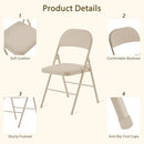 4 Pack Khaki Folding Chairs Padded Cushion Back Portable Duty Metal Frame - Brand New
