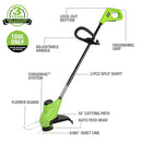 GREENWORKS 24V 10" CORDLESS TORQDRIVE STRING TRIMMER TOOL ONLY STG308 - GREEN - Like New
