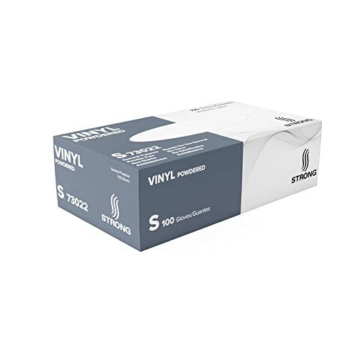 STRONG GENERAL PURPOSE VINYL GLOVES - POWDERED, 100 Gloves - SMALL - White - Brand New