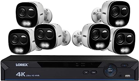 Lorex 8-Channel 4K UHD NVR 2TB 4K Night Vision 6 Cameras LNR826KX - White Like New