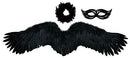 FashionWings (TM Adults Black Wide Spread Costume Feather Angel Wings Halo Mask - Brand New