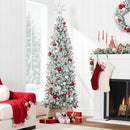 Best Choice Products Flocked Pencil Christmas Tree Unlit Slim Holiday Decoration - Brand New