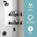 ZENNA HOME ADHESIVE SHOWER CADDY BASKETS AND HOOKS SET - MATTE BLACK - Like New