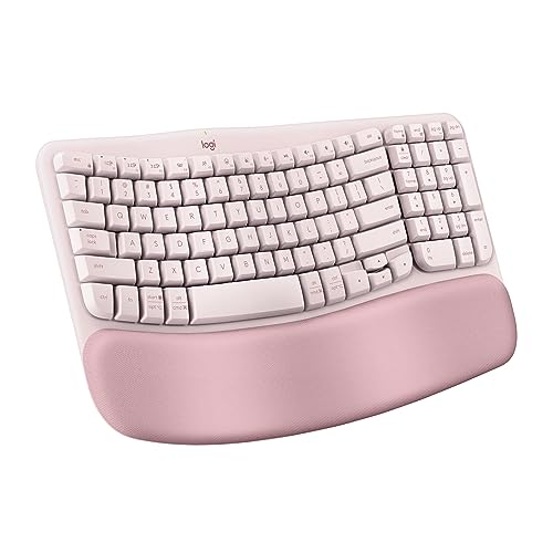 Logitech Wave Keys Wireless Ergonomic Keyboard with Cushioned Palm Rest Rose - Like New