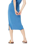 AMAZON ESSENTIALS WOMEN'S PULL-ON KNIT MIDI SKIRT ELASTIC WAIST, XS, BLUE - Like New
