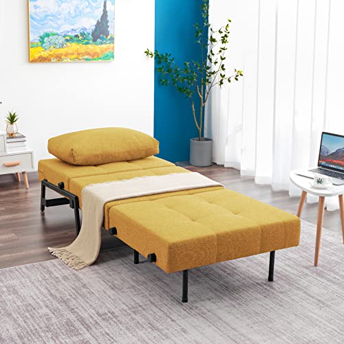 VONANDA MODERN SOFA FOLDING BED SLEEPER CONVERTIBLE MULTI-FUNCTION - MUSTARD - Like New