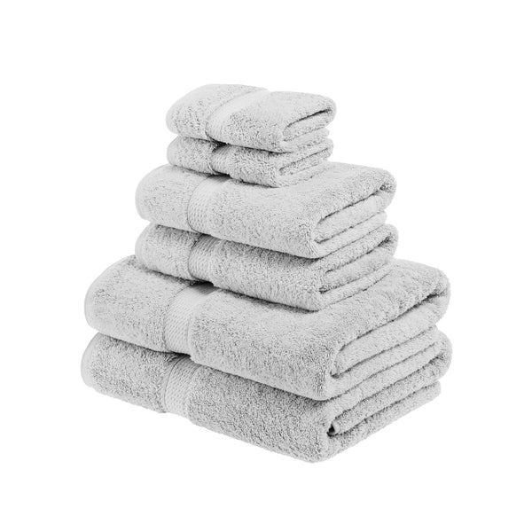 BIBB HOME SUPERIOR EGYPTIAN COTTON PILE HEAVYWEIGHT 6-PIECE SET SILVER/SEAL GRAY - Brand New