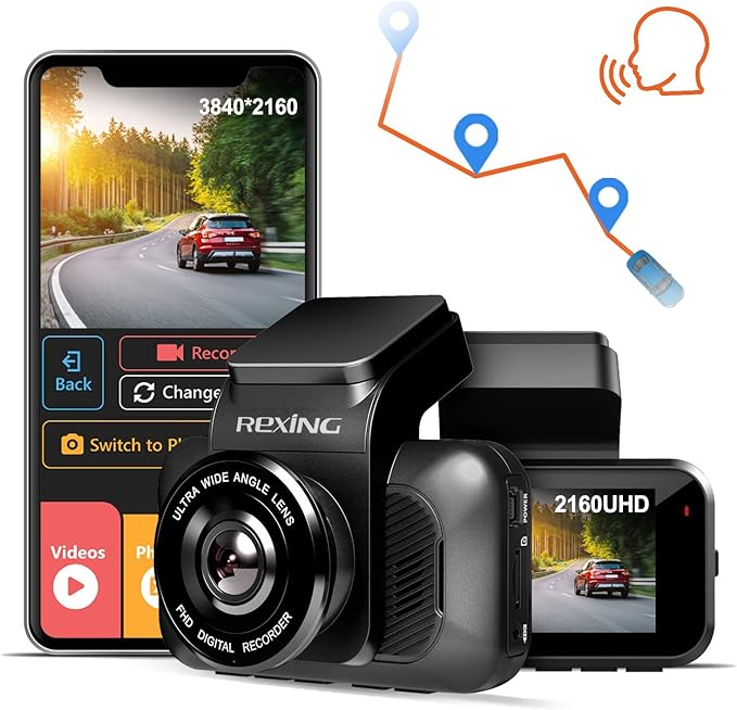 REXING V5 Dash Cam 4K 30fps UHD WiFi GPS Car Camera Recorder - Black Like New