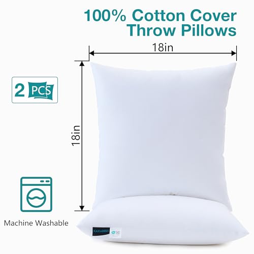 KAKABELL 18x18 PILLOWS INSERT THROW PILLOWS INSERT PACK OF 2 WHITE - Brand New
