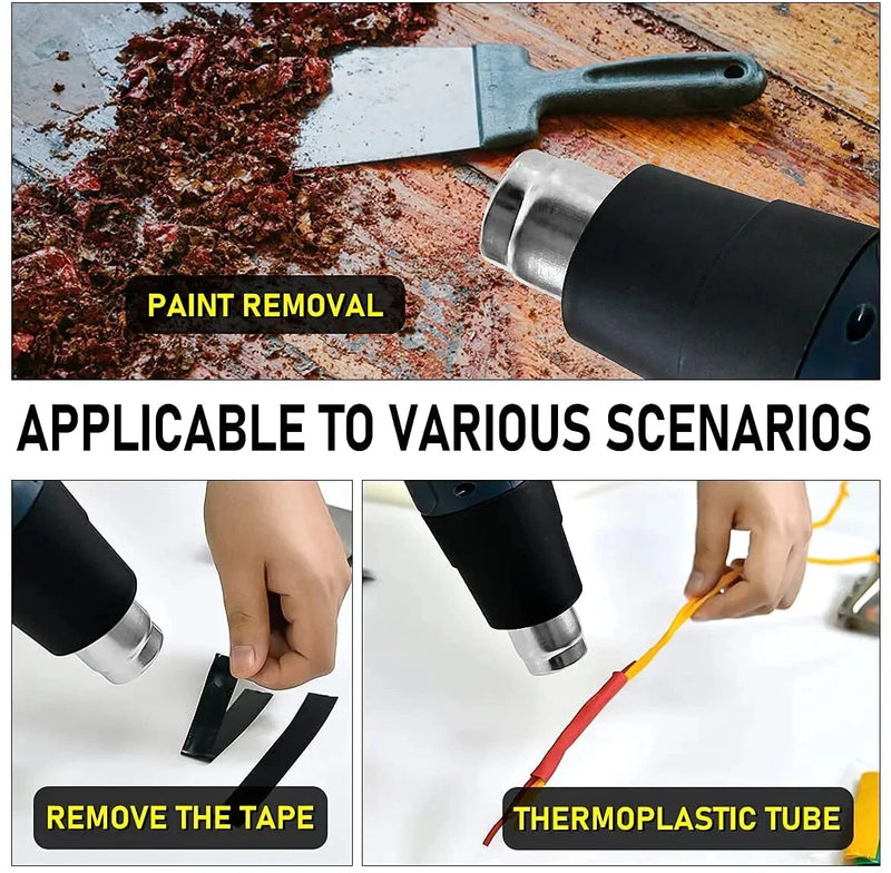 MYTHTIGER 2000W HEAT GUN PROFESSIONAL HOT AIR GUN 60-600D 4 NOZZLES - BLUE/BLACK - Like New