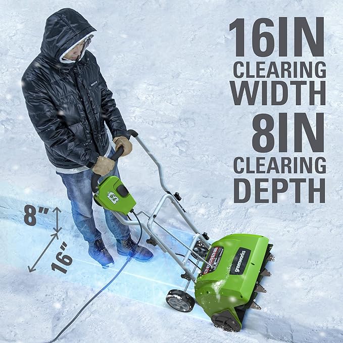 Greenworks 10 Amp 16-Inch Corded Electric Snow Blower 26022 - Green - Like New