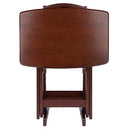 WINSOME DYLAN WOOD 5 PCS OVER SIZED FOLDING TV TRAY TABLES STAND - WALNUT - Like New