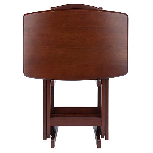 WINSOME DYLAN WOOD 5 PCS OVER SIZED FOLDING TV TRAY TABLES STAND - WALNUT - Like New