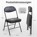 VILLESTON FOLDING CHAIR WITH PADDED 4 SEATER BLACK - BLACK - Brand New