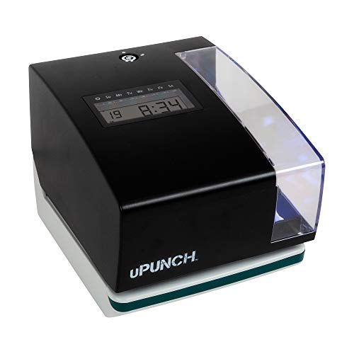 UPUNCH CR1000 TIME CLOCK & DATE STAMP SYSTEM, 50 CARDS, RIBBON & KEYS - BLACK - Like New