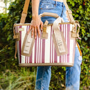 BUILT Large Welded Soft Portable Cooler Wide Mouth Insulated Dusty Rose Stripe - Brand New