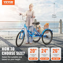 VEVOR Folding Adult Tricycle, 24" Adult Folding Trikes, SS003-2C - Blue - Like New