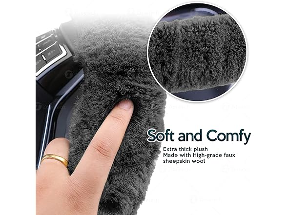 ZONE TECH WC0035 SHEEPSKIN HEATED STEERING WHEEL COVER WINTER COVER - BLACK - Like New
