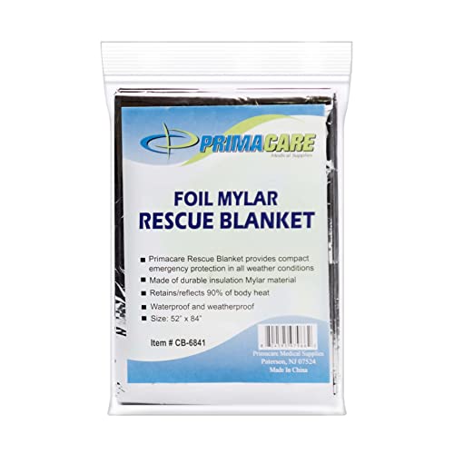 PRIMACARE CB-6841 EMERGENCY FOIL MYLAR THERMAL BLANKET, 82" LENGTH X 54" WIDTH - Like New