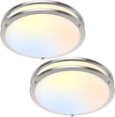 GENERIC 2-PACK 12" LED CEILING LIGHTS, 36W BRIGHT FLUSH MOUNT FIXTURES - SILVER - Like New