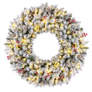 Large Flocked Artificial Prelit Christmas Wreath, 36", 170 LED, Flocked - White - Like New