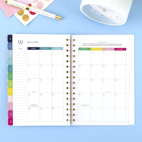 AT-A-GLANCE Planner 2025-2026 Academic, Ley, Monthly, Flex Cover, Happy Stripe - Brand New