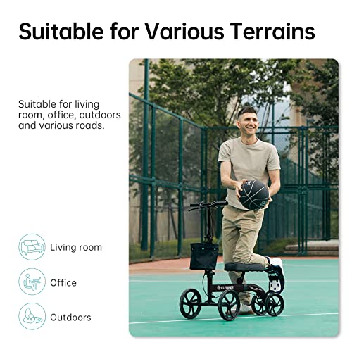 ELENKER BEST VALUE KNEE WALKER 10" FRONT WHEELS STEERABLE MEDICAL SCOOTER BLACK - Like New