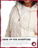 CANADA WEATHER GEAR WOMEN'S LIGHTWEIGHT QUILTED JACKET KNIITED IVORY M - Brand New