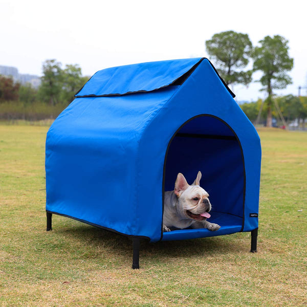 Amazon Basics Elevated Portable Pet House Small (35 x 32 x 26 Inches) - Blue - Like New