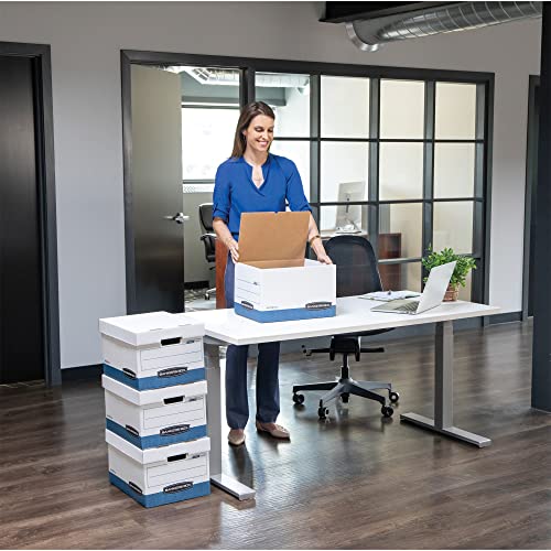BANKERS BOX 12 PACK STOR/FILE MEDIUM-DUTY FILE STORAGE BOXES LIFT-OFF - BLUE - Brand New