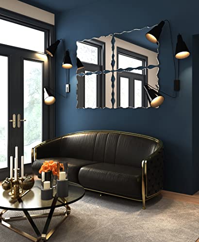 KOHROS WALL MIRROR SCALLOPED BEVELED EDGE POLISHED FRAMELESS - SILVER - Like New