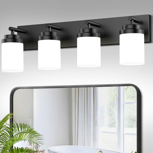 LKHF 4-LIGHT BATHROOM LIGHT FIXTURES, 27" - BLACK - Brand New