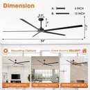 PARROT UNCLE 84" INDUSTRIAL OUTDOOR BLACK ALUMINUM WINDMILL CEILING FAN- BLACK - Like New