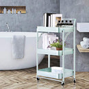Houssem 3 Tier Folding Storage Art Cart Roller Wheels B08RDZ9DT8 - Light Green - Brand New