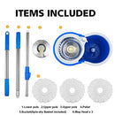 Spin Mop and Bucket with Wringer Set 360° Mop and Bucket System 3 Microfiber - Like New