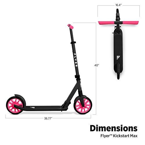 RADIO FLYER FLYER KICKSTART MAX, KICK SCOOTER, ADJUSTABLE, 220 LBS - BLACK/PINK - Like New