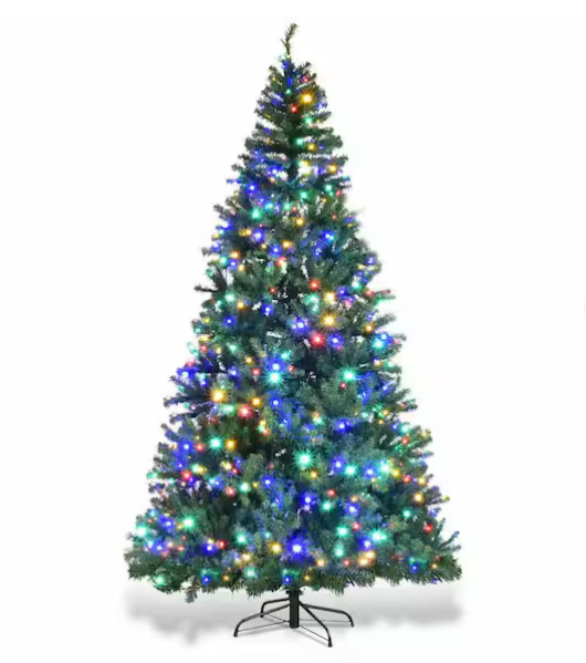 COSTWAY 8 FT. PRE-LIT LED PREMIUM HINGED ARTIFICIAL CHRISTMAS TREE WITH 750 LED - Like New
