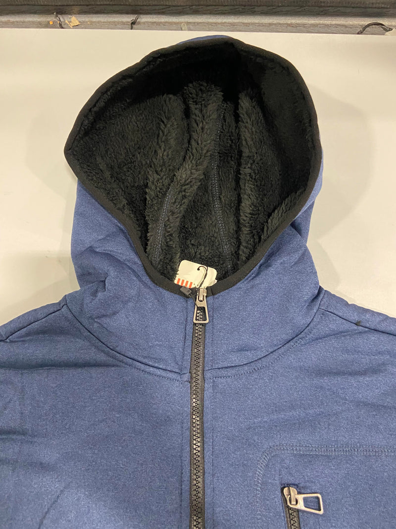 U.S. LIFE LINED FULL ZIP HOODED JACKET, NAVY - MEDIUM - Brand New