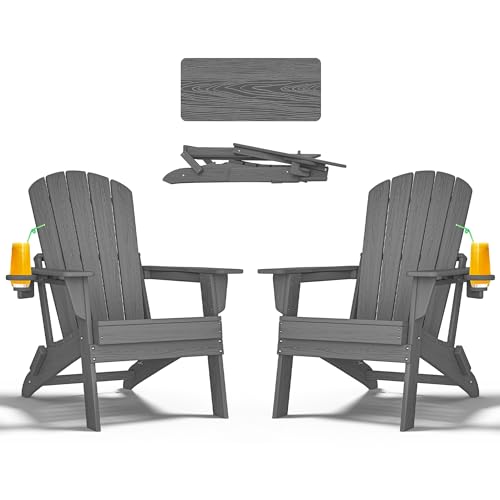Nevilywood Folding Adirondack Chair - Extended Ergonomic Backrest - Grey - Like New
