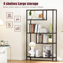 HOME BI Geometric Bookshelf Tall Modern Etagere Bookcase, 5 Open Shelves - Black - Brand New