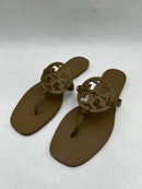 TORY BURCH MILLER SANDAL SQUARE TOE - SIZE: WOMEN 11 - TAN - Like New