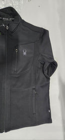 SPYDER FLEECE ZIPPER JACKET, FROCKET, COLLARED COAT - SIZE: MEN L - BLACK - Brand New
