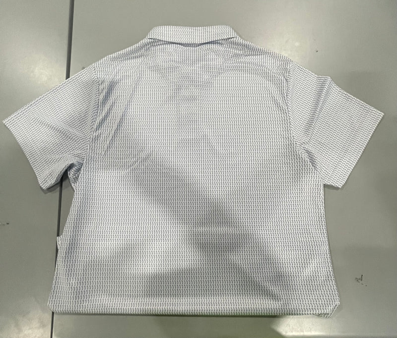 PGA TOUR ATHLETIC FIT SHORT SLEEVE POLO - SIZE: MEN M - WHITE/LIGHTBLUE - Like New